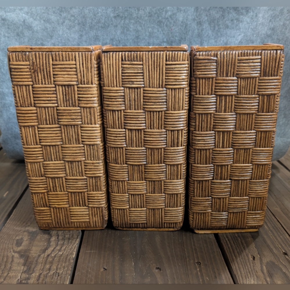 Vintage Basketweave Filing Boxes (3)